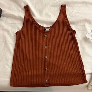 H&M Rust Button-Front Ribbed Tank Top